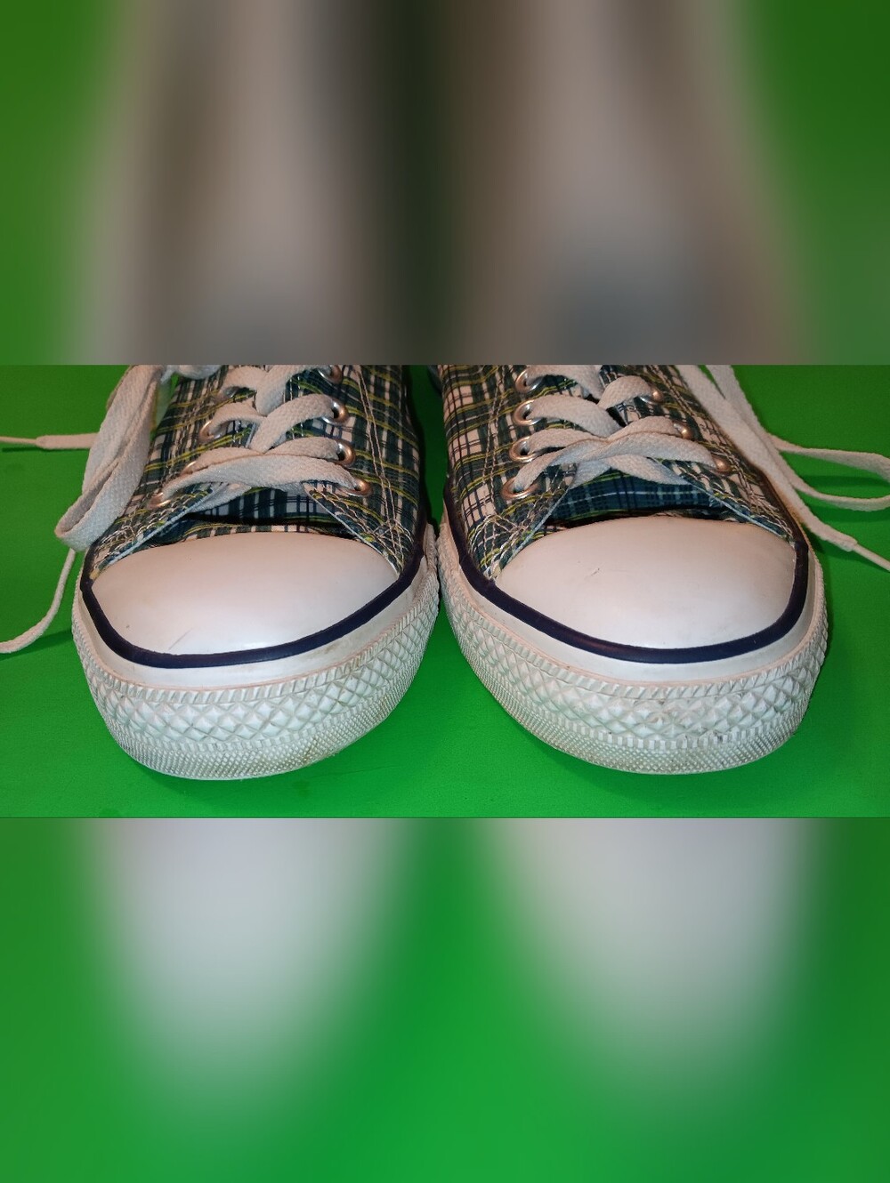 2008 Converse Green/White Plaid Low Top Shoes/Sneakers Preowned Men's Size 12 - Picture 4 of 13